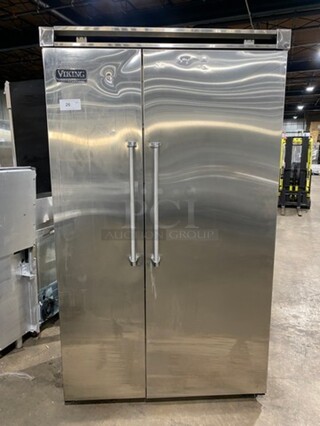 Viking Upright Half Cooler Half Freezer Combo Unit! With Poly Coated Racks And Shelves! Stainless Steel!
