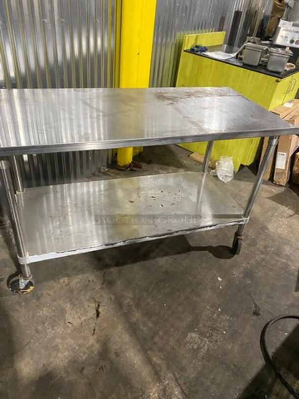 ALL Solid Stainless Steel Work Top/ Prep Table! With Back Splash! With Storage Space Underneath! On Casters! - Image 3 of 8
