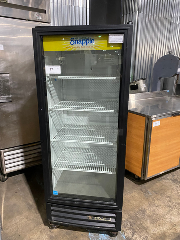 True Single Door Reach In Cooler Merchandiser! With View Through Door! Poly Coated Racks! On Casters! Model: GDM12LD SN: 8096828 115V 60HZ 1 Phase