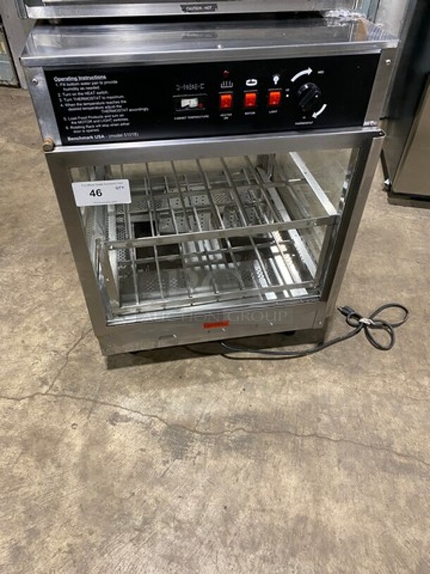 Benchmark Commercial Countertop Heated Food Holding/ Display Cabinet Merchandiser! With Front And Rear Access Doors! Glass All Around! Stainless Steel Body! Model: 51018