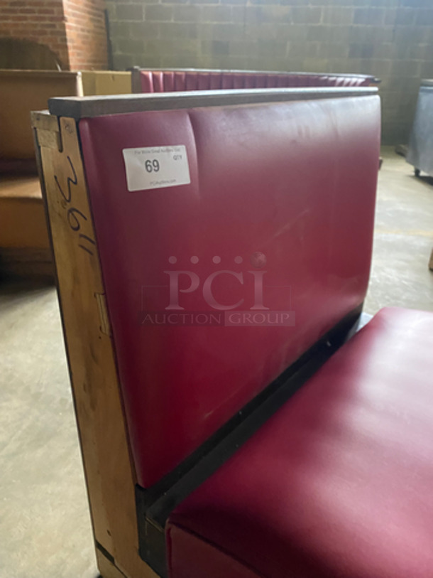 NEW! Single Sided Red Cushioned Booth Seat! With Wooden Outline! Perfect For Up Against The Wall! Can Be Connected To Any Of The Booths Listed! - Image 6 of 7