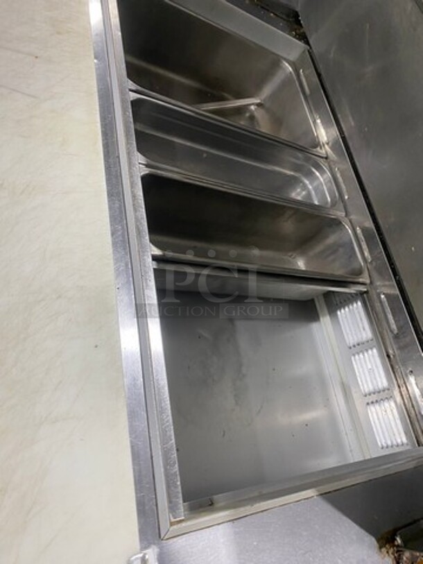 Beverage Air Commercial Refrigerated Sandwich Prep Table! With Commercial Cutting Board! With 2 Door Underneath Storage Space! All Stainless Steel! On Casters! Model: SP4818M SN: 6810332 115V 60HZ 1 Phase - Image 7 of 9