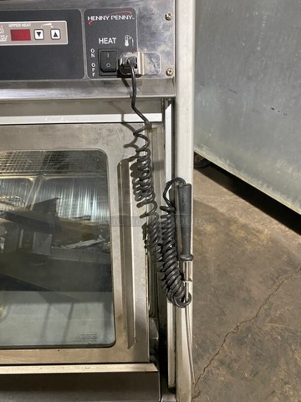 Henny Penny Commercial Countertop Electric Powered Heated Food Display Case Merchandiser! With Rear Access Sliding Doors! With Lowering Prep Line! Stainless Steel Body! (MEASUREMENTS INCLUDE PREPLINE) Model: HMR105 SN: HA1305063 120/208V 60HZ 1 Phase - Image 11 of 12