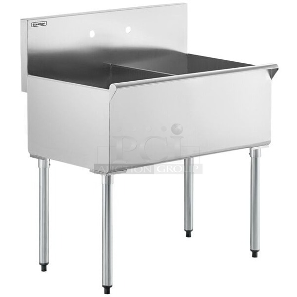 BRAND NEW SCRATCH & DENT! Steelton 522US21821 36" 16-Gauge Stainless Steel Two Compartment Commercial Utility Sink - 18" x 21" x 14" Bowls - Image 1 of 1