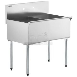 BRAND NEW SCRATCH & DENT! Steelton 522US21821 36" 16-Gauge Stainless Steel Two Compartment Commercial Utility Sink - 18" x 21" x 14" Bowls
