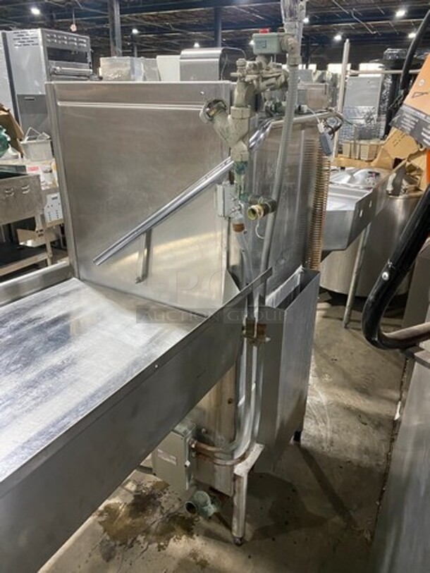 WOW! Hobart Commercial Pass-Through Dishwasher! All Stainless Steel! On Legs! With Left And Right Side Dish Washing Table! With Back Splash! On Legs! Model: AM12 SN: 12045138 200/240V 60HZ 1 Phase! Measurements Are With Tables In Place!  - Image 3 of 11