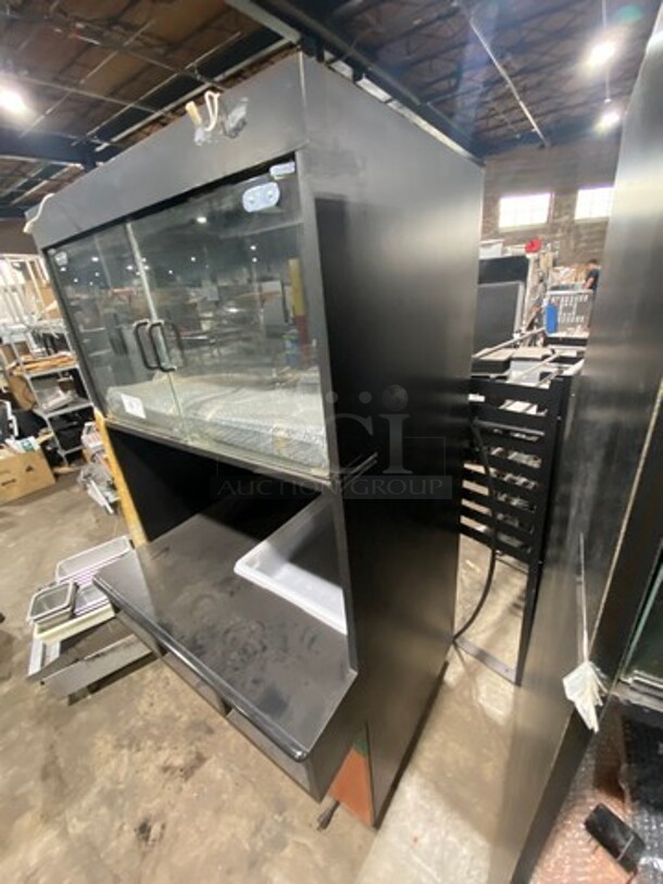 Structural Concepts Bakery Goods/Food Display Case Merchandiser! Commercial Work Top/ Prep Station! With Overhead Cabinet! With Food Pan Cut Out! 3 Small Compartment Storage! With Legs! - Image 2 of 7