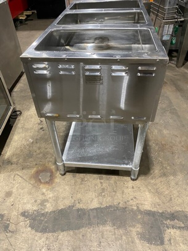 Eagle Commercial Gas Powered 3 Well Steam Table! With Storage Space Underneath! All Stainless Steel! On Legs! Model: AWT3NG SN: 1406170045 - Image 2 of 9