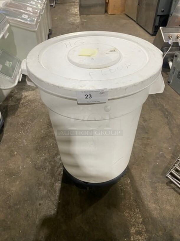 Bakers Mark White Poly Bulk Ingredient Bin! With Lid! On Dolly! - Image 1 of 6