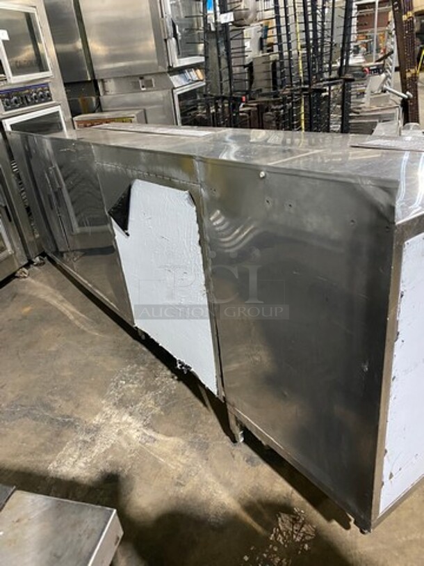 All Stainless Steel Custom Made Commercial Work Top Table! With Drain Board! Perfect For Coffee Stations Or Beverage Stations! With Back Splash! With 4 Door Storage Space Underneath! Solid Stainless Steel! On Legs! - Image 3 of 9