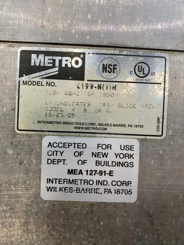 Metro Commercial Split Door Heated Holding Cabinet! Stainless Steel! On Casters! Model: C199 120V - Image 6 of 8