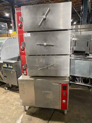 Vulcan Commercial Triple Deck Pressure Steam Cooker! All Stainless Steel! On Legs! Model: VHL3G SN: 271155958! 120V 60HZ 1 Phase!
