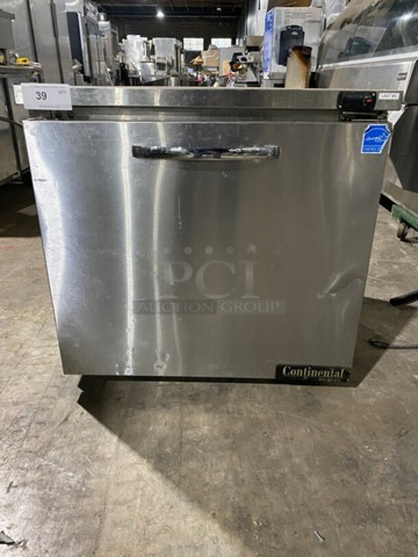 Continental Commercial Single Door Refrigerated Lowboy/Work Top Cooler! All Stainless Steel! Model: SW32N SN: 15987280 115V 60HZ 1 Phase