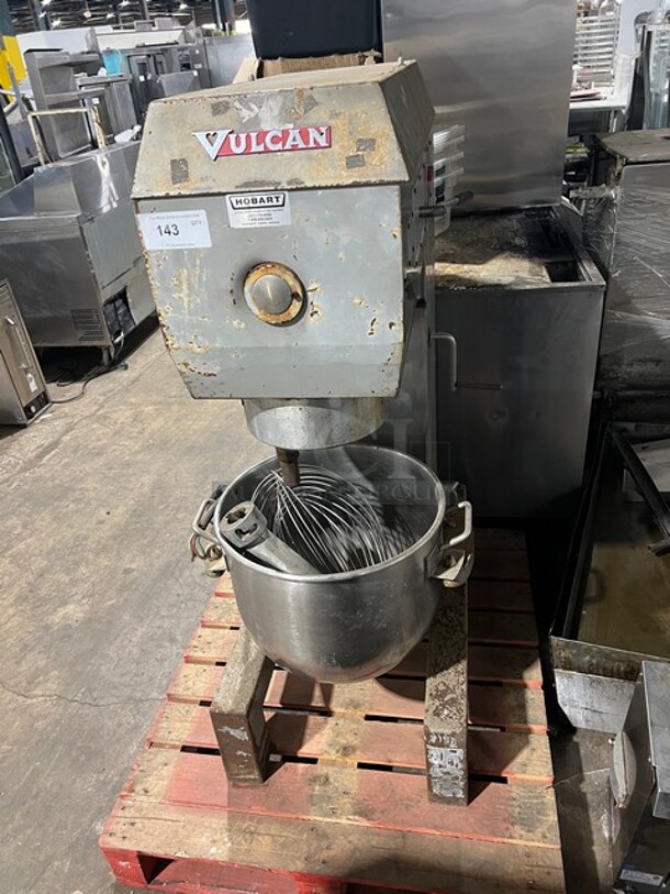 FAB! Vulcan Commercial Floor Style Metal Planetary 60 Quart Mixer w/ Mixing Bowl, Paddle Attachment, Whisk Attachment and Dough Hook Attachment! Model FM60 SN:810817 208V 3PH  - Image 1 of 9