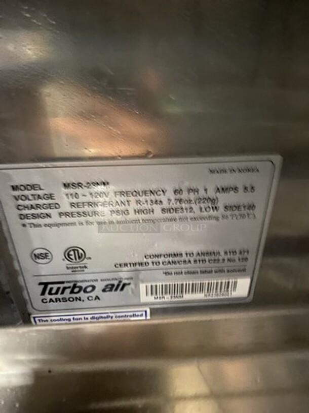 Nice! Turbo Air All Stainless Steel One Reach In Cooler! Maximum Series! Model MSR23! 110/120V 1 Phase! On Casters!   - Image 7 of 9