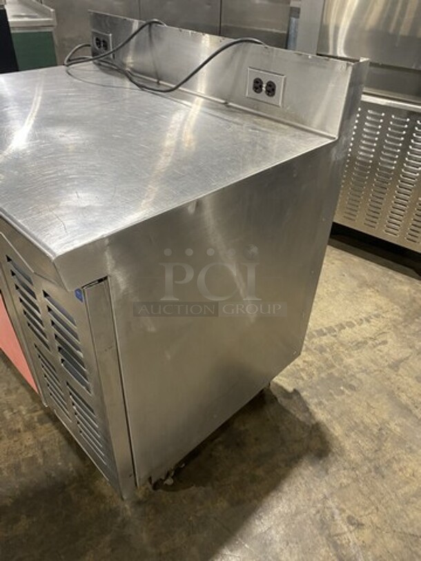 Delfield Custom Made One Door Lowboy Work Top Cooler! With Stainless Steel Top With Raised Back Splash! With Outlets! On Casters! 115V 1 Phase! - Image 3 of 6