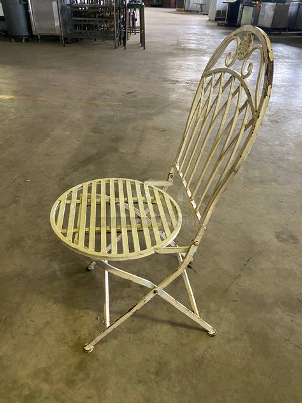 White Metal Foldable Patio Chairs! 15x Your Bid! - Image 3 of 9