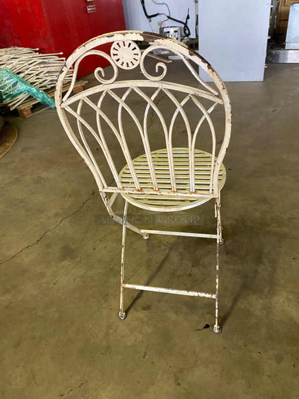 White Metal Foldable Patio Chairs! 15x Your Bid! - Image 4 of 9