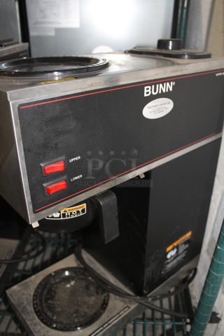 Bunn VPR Stainless Steel Commercial Countertop 2 Burner Coffee Machine w/ Poly Brew Basket. 120 Volts, 1 Phase.