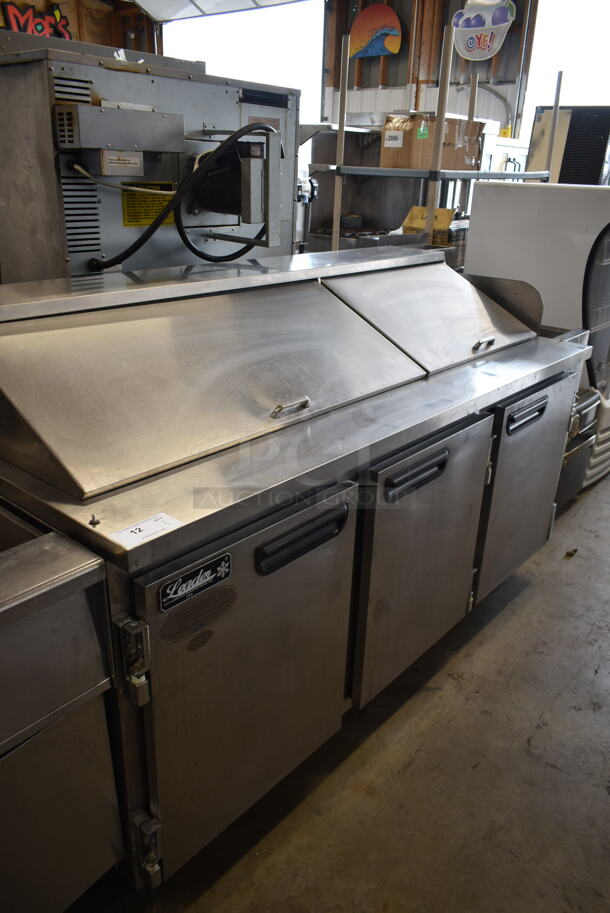 2016 Leader ESLM72S/C Stainless Steel Commercial Sandwich Salad Prep Table Bain Marie Mega Top on Commercial Casters. 115 Volts, 1 Phase. Cannot Test Due To Cut Power Cord - Image 1 of 10