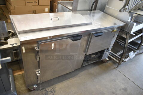 Cooltech CUST-60BM Stainless Steel Commercial Prep Table on Commercial Casters. 120 Volts, 1 Phase. Tested and Working!