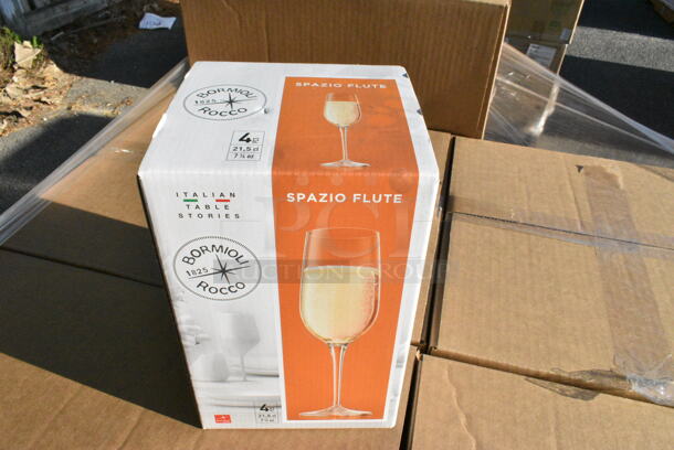 11 BRAND NEW! Boxes Including Bormioli Rocco Spazio Flute Glasses. 11 Times Your Bid!  - Image 1 of 6