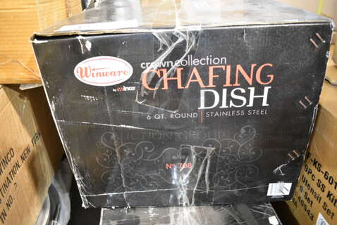 3 BRAND NEW IN BOX! Winware Stainless Steel Chafer Including 6 Quart. 3 Times Your Bid!