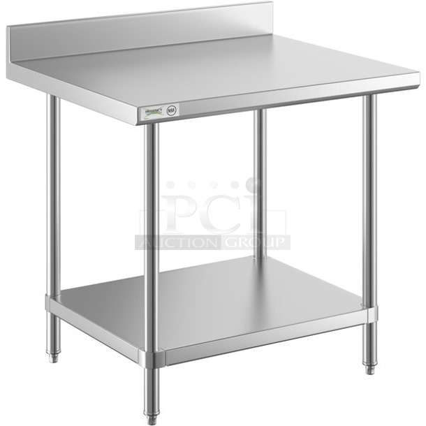 BRAND NEW SCRATCH AND DENT! Regency 600TSB3036S Stainless Steel Commercial Tabletop w/ Under Shelf and Legs.