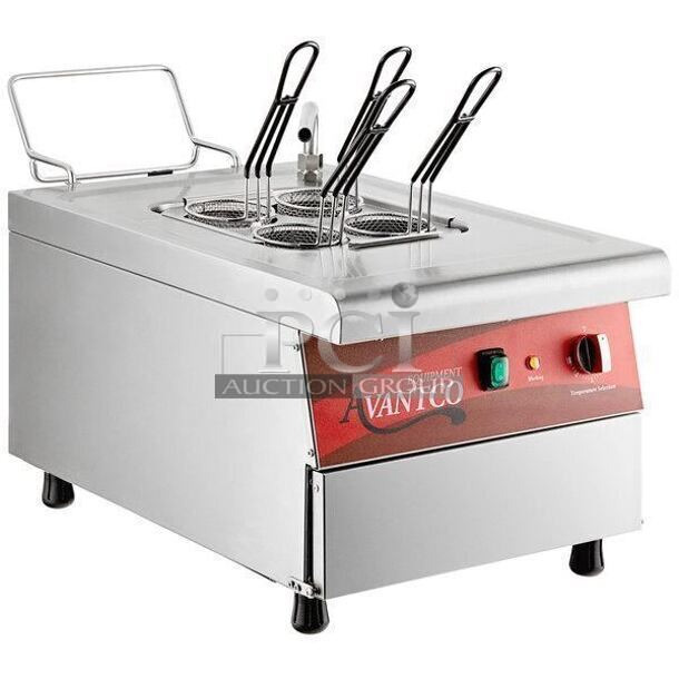 BRAND NEW! Avantco 177PC201 Stainless Steel Commercial Countertop Single Tank 8 Liter Electric Pasta Cooker / Rethermalizer. 208/240 Volts. - Image 1 of 3