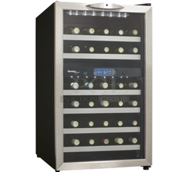 BRAND NEW SCRATCH AND DENT! Danby DWC286BLS Stainless Steel 20 Inch Wine Cooler 38 Bottle w/ Dual Temperature Zones and Reversible Door. 115 Volts, 1 Phase. Tested and Working! - Image 1 of 6