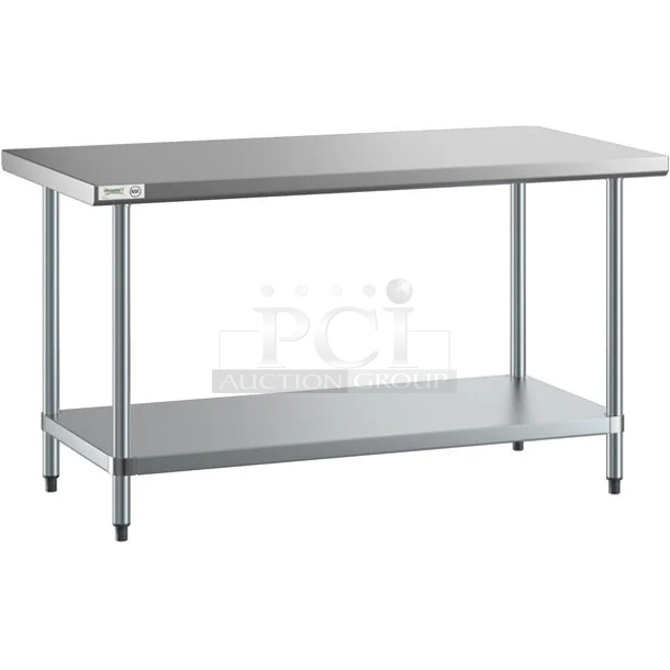 BRAND NEW SCRATCH AND DENT! Regency 600T3060G 30" x 60" 18-Gauge 304 Stainless Steel Commercial Work Table with Galvanized Legs and Undershelf - Image 1 of 5