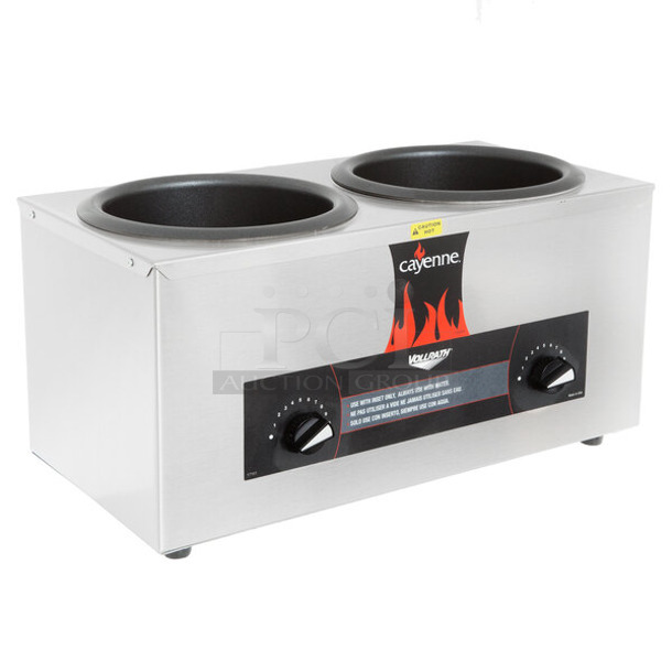 BRAND NEW SCRATCH AND DENT! Vollrath CM-24 72045 Cayenne Twin Well 4 Qt. Rethermalizer . 120 Volts, 1 Phase. Tested and Working! - Image 1 of 4