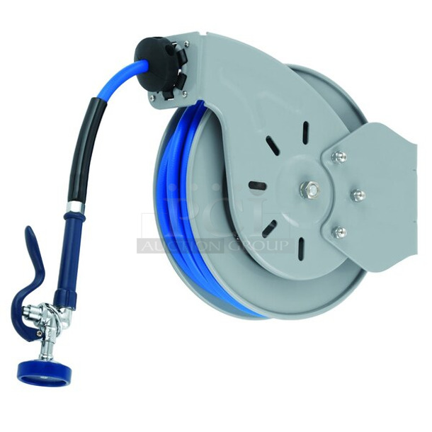BRAND NEW SCRATCH AND DENT! T&S B-7232 Wall Mounted Hose Reel with 35' Hose, 4+ GPM Spray Valve, Swivel, Swing Bracket, and 48" Supply Hose - Image 1 of 4