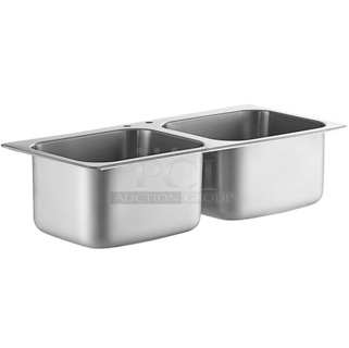 BRAND NEW SCRATCH AND DENT! Regency 600DI2162020 20" x 16" x 12" 20 Gauge Stainless Steel Two Compartment Drop-In Sink