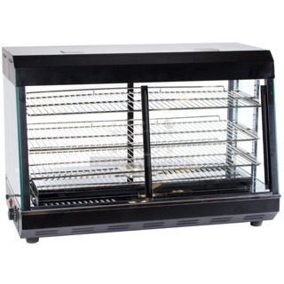 BRAND NEW SCRATCH AND DENT! 2023 Avantco 177HDC26 Metal Commercial 26" Self/Full Service 3 Shelf Countertop Heated Display Case with Sliding Doors. See Pictures For Broken Front Glass. 120 Volts, 1 Phase. Tested and Working!