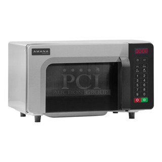 BRAND NEW SCRATCH AND DENT! Amana 140RMS10TS  Stainless Steel Commercial Microwave with Push Button Controls. 120 Volts, 1 Phase. Tested and Working!
