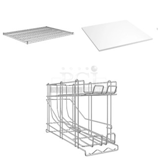 4 BRAND NEW SCRATCH AND DENT! Items; 600CR8 Regency FIFO Wire Can Rack, Regency 600PSWT3030F 30" x 30" Poly Table Top for 30" x 60" Poly Top Table without Backsplash, Regency 460SW3648 Spec Line 36" x 48" NSF Stainless Steel Wire Shelf. 4 Times Your Bid! May Be Missing Pieces. 