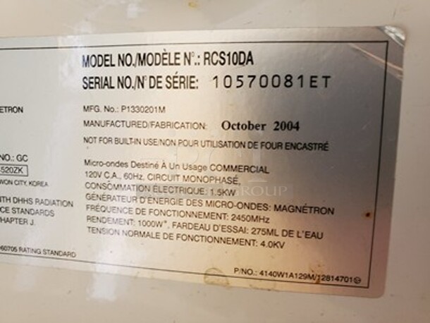 Amana Commercial Microwave 1000 Watt  - Image 6 of 7