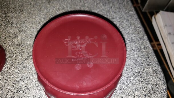 Lot of 3 Dinex DX3300 Turnbury 9 oz. Cranberry Insulated Bowls and 2 Dinex DX3200 Turnbury 5 oz. Cranberry Insulated Bowls - Image 2 of 3