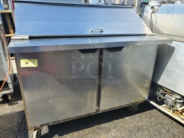 Beverage-Air SPE48-18M 48" 2-door Refrigerated Sandwich Salad Prep 48X34X36 On Caster, Unknown Condition, SOLD AS IS!  - Image 1 of 4