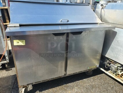 Beverage-Air SPE48-18M 48" 2-door Refrigerated Sandwich Salad Prep 48X34X36 On Caster, Unknown Condition, SOLD AS IS! 