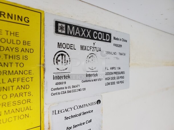 MAX COLD MXCF27UA Undercounter| Single Door Freezer| Tested & Working 27"W X 30"D X 36"H - Image 2 of 5