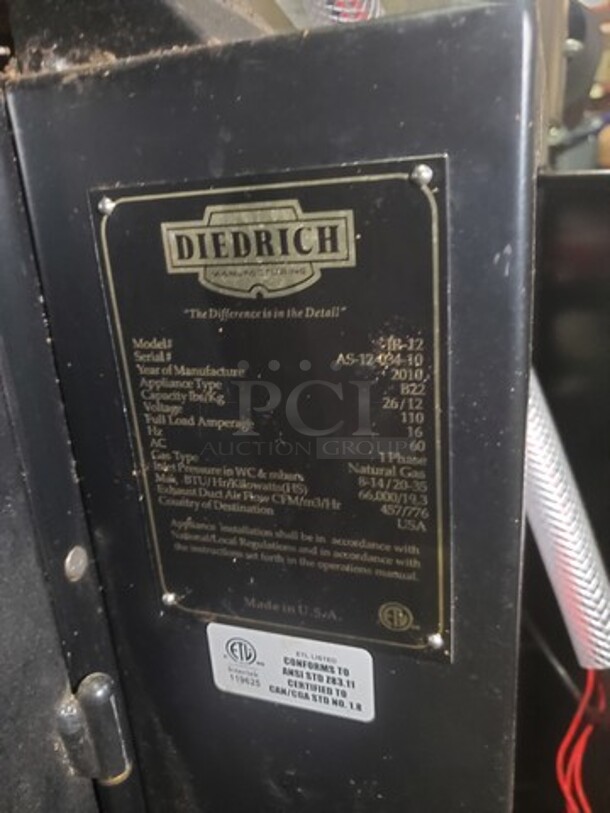Diedrich IR-12 Natural Gas Coffee Roaster In great condition and fully operational 110Volt/60 Hz/1PH (Roaster, DC0-12 Afterburner, Chaff Collector, Fan and Gas piping shown) Software Recently Updated! Buyer must remove this item. - Image 10 of 12