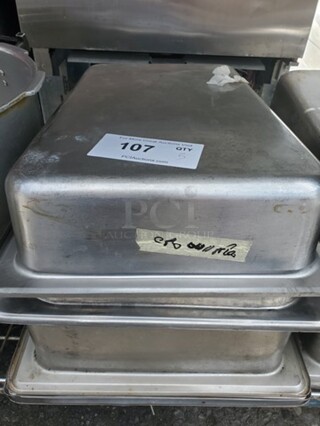 Lot of 5 Stainless Steel Food Pans *without lids*