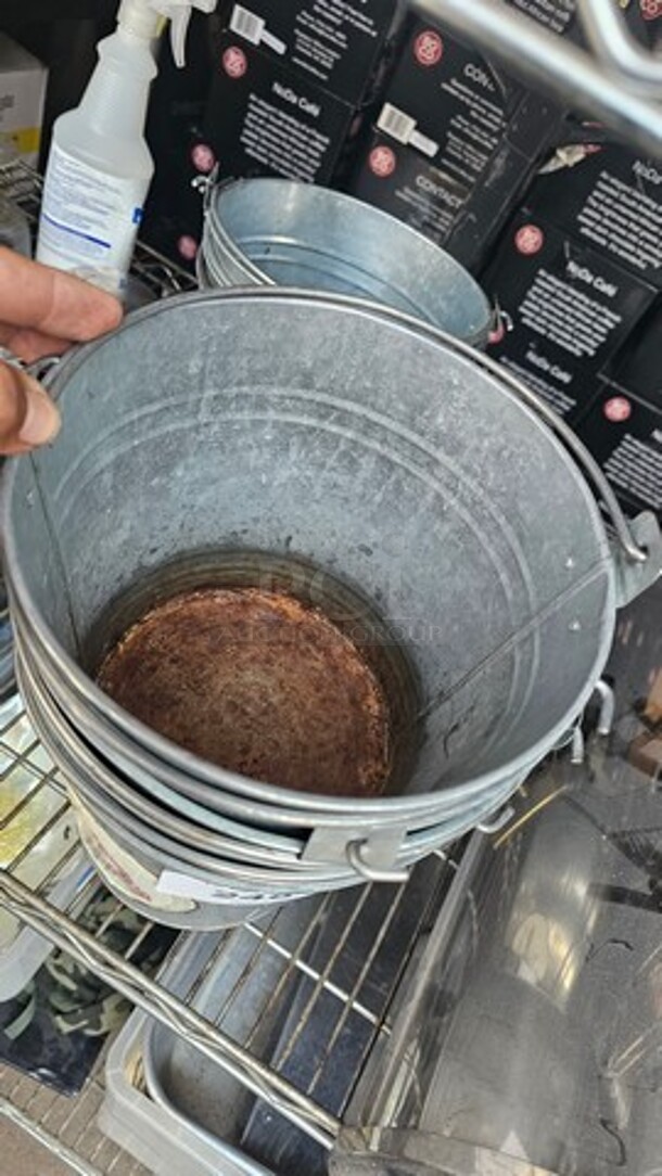 Lot of 6 Round Serving Pails - Image 2 of 3