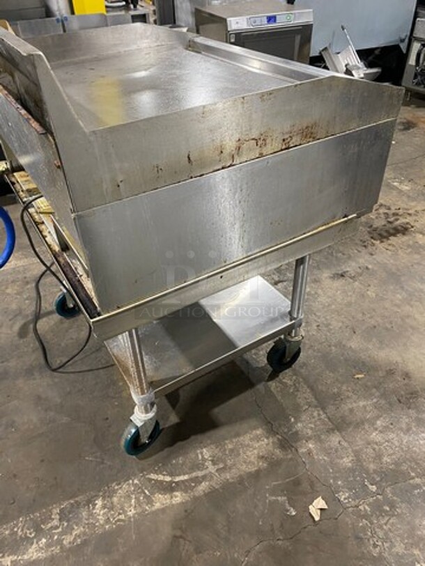 MagiKitch'n Commercial Countertop Natural Gas Powered Flat Griddle! With Back & Side Splashes! On Equipment Stand! With Storage Space Underneath! All Stainless Steel! On Casters! - Image 4 of 8