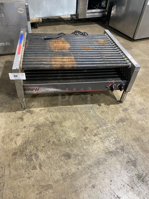APW Wyott Commercial Countertop Hot Dog Roller Grill! All Stainless Steel! On Legs! Model: HRS755T SN: 8179618040844 208/240V 60HZ 1 Phase
