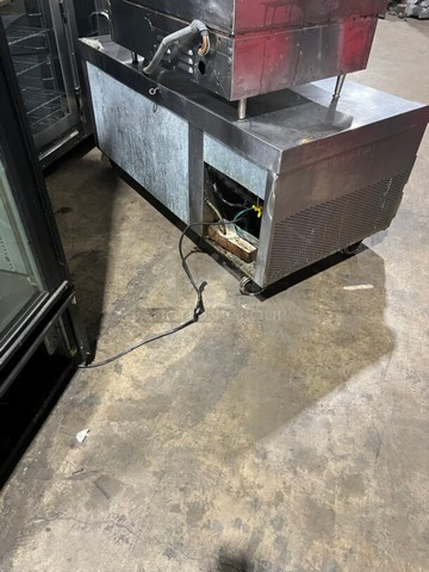 Custom Cool Commercial Refrigerated Work/Prep Table/ Grill Stand! With Back And Side Splash! With Refrigerated 2 Door Underneath Storage! All Stainless Steel! On Casters! - Image 5 of 6