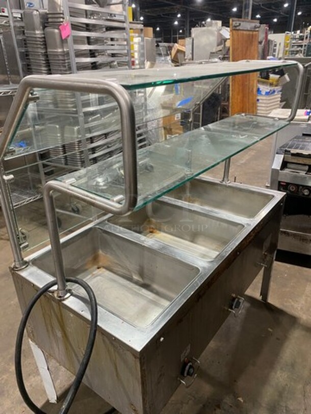 Duke Commercial Electric Powered 3 Well Steam Table! With Sneeze Guard! All Stainless Steel! On Legs! Model: E303M SN: 01063402 120V 60HZ 1 Phase - Image 10 of 11