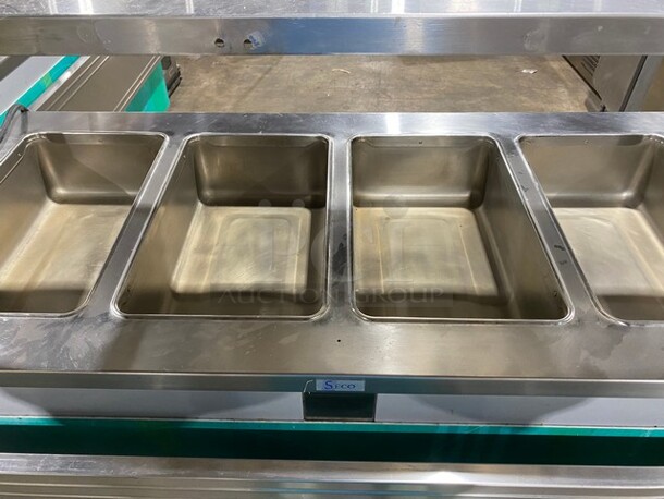 Seco Commercial Electric Powered 4 Well Steam Table! With Storage Space Underneath! All Stainless Steel! On Casters! MEASUREMENTS INCLUDE PREPLINE! - Image 3 of 5
